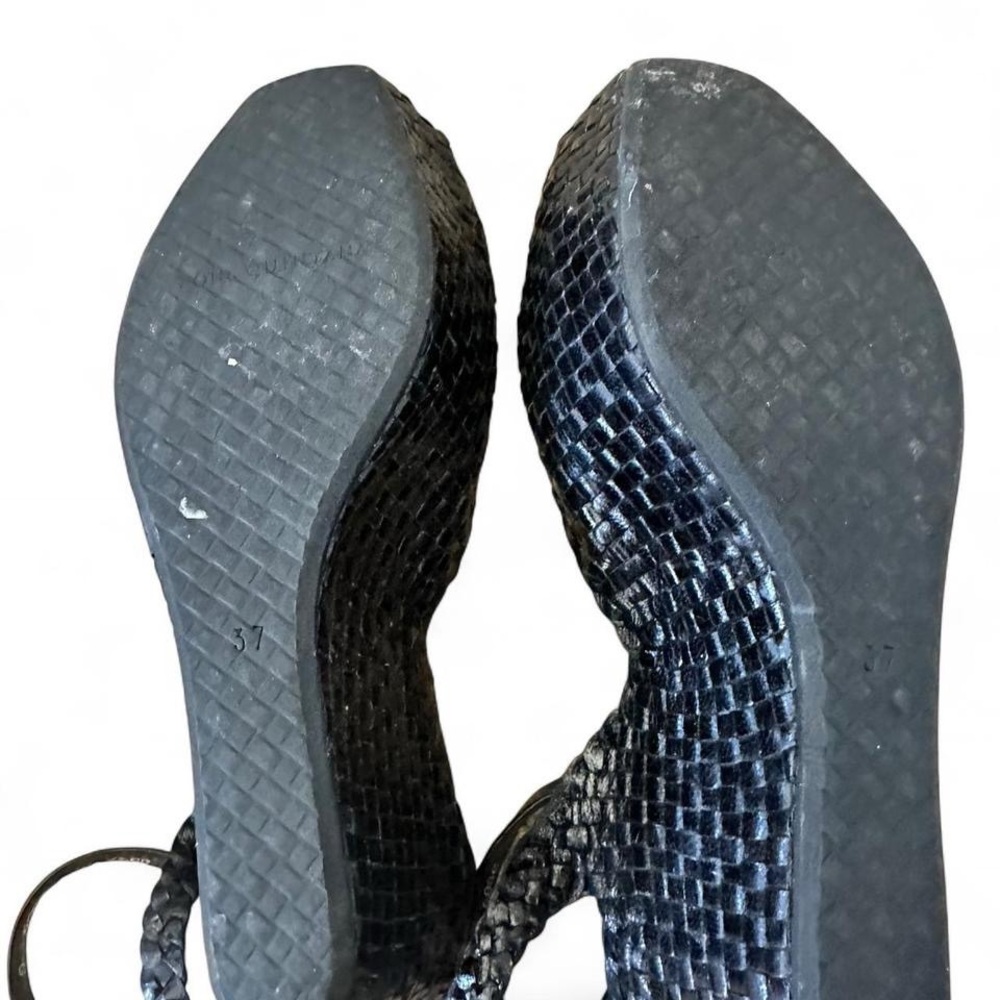 Pons Quintana Black Woven Leather Platform Wedge Sandals Size 37 Spain - Picture 7 of 8